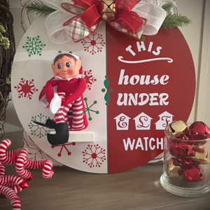 Elf Watch Door Hanger Wreath